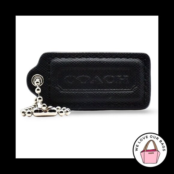 2.25" Large COACH Black Crossgrain Leather Key Fob Bag Charm Keychain Hang Tag - Picture 1 of 1